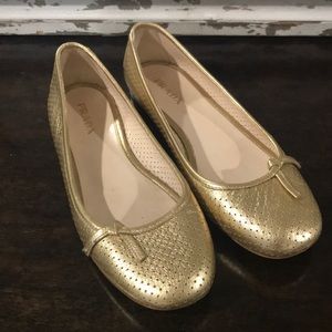 Perforated gold leather Prada flats